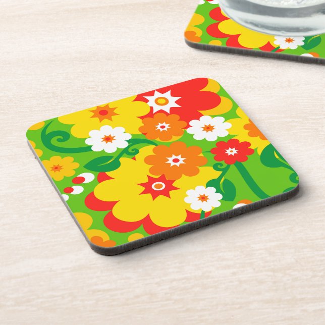Funny Flower Power Wallpaper Coaster (Left Side)