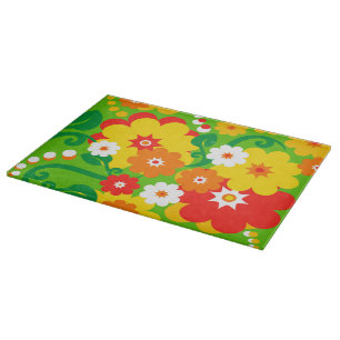 Funny Flower Power Wallpaper Cutting Board