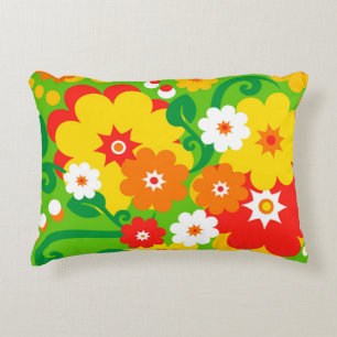 Funny Flower Power Wallpaper Decorative Cushion