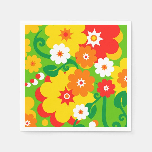 Funny Flower Power Wallpaper Napkin (Front)