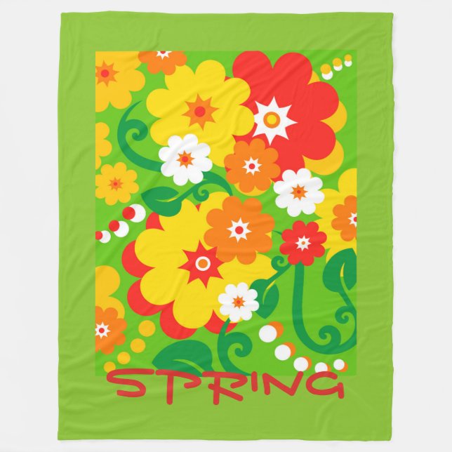 Funny Flower Power Wallpaper + your text Fleece Blanket (Front)