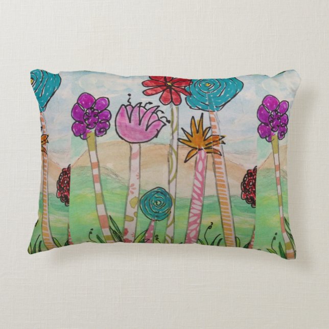 Funny Flowers Decorative Cushion (Back)