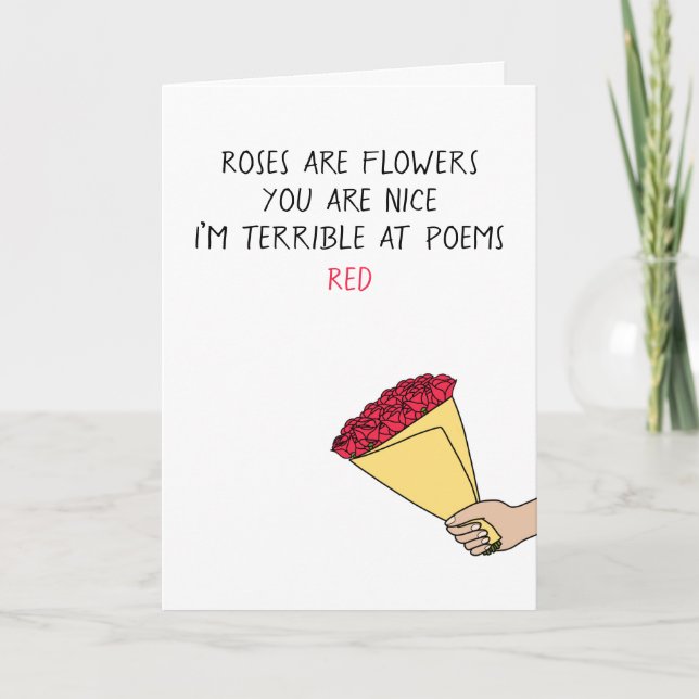 Funny flowers roses are red poem Valentine’s Day Holiday Card (Front)