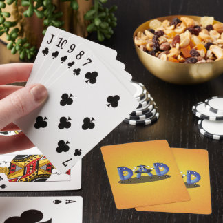 Funny fluffy blue letters Dad playing cards