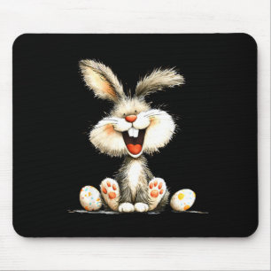 Funny fluffy bunny with wild fur cute rabbit art mouse mat