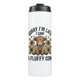 Funny Fluffy Cow Sunflower Vintage Engraving T-Shi Thermal Tumbler