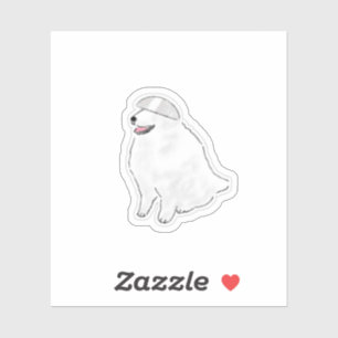 Funny Fluffy White Dog Wearing Bowl Hat