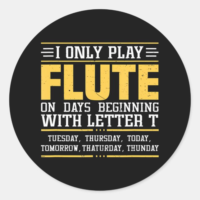 Funny Flute Player Flautist Classic Round Sticker (Front)