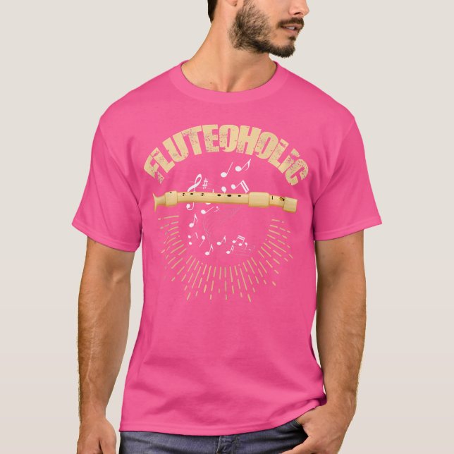 Funny Flute Shirt Fluteoholic Flautist Instrument  (Front)