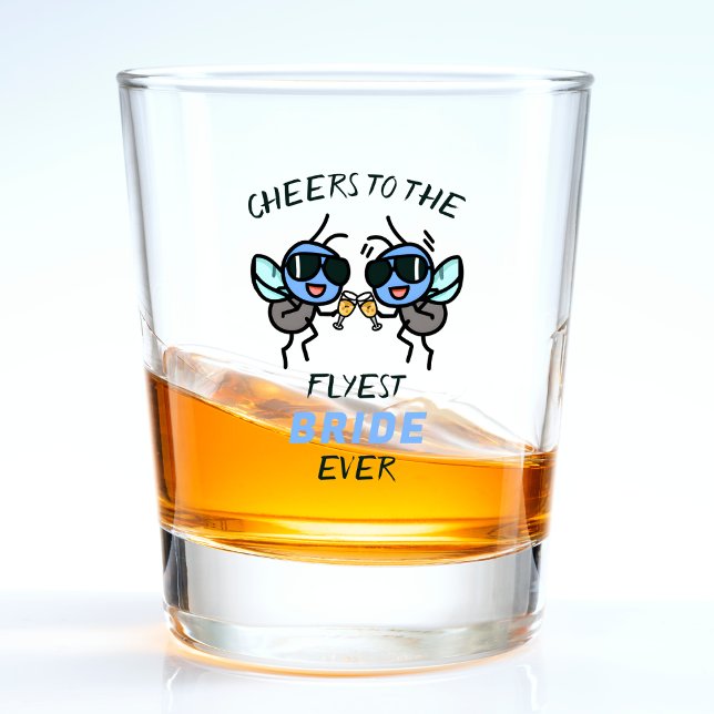 Funny Fly Pun Cheers Wife Bride Bachelorette Party Shot Glass (fly bride cheers wedding bachelorette party shot glass)