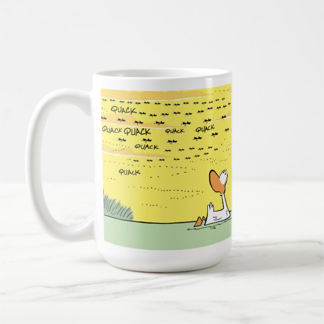 Funny Flying Ducks Cartoon Coffee Mug (Left)