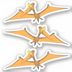Funny flying orange pterodactyl cartoon