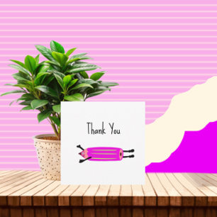 Funny flying pencil thank you card