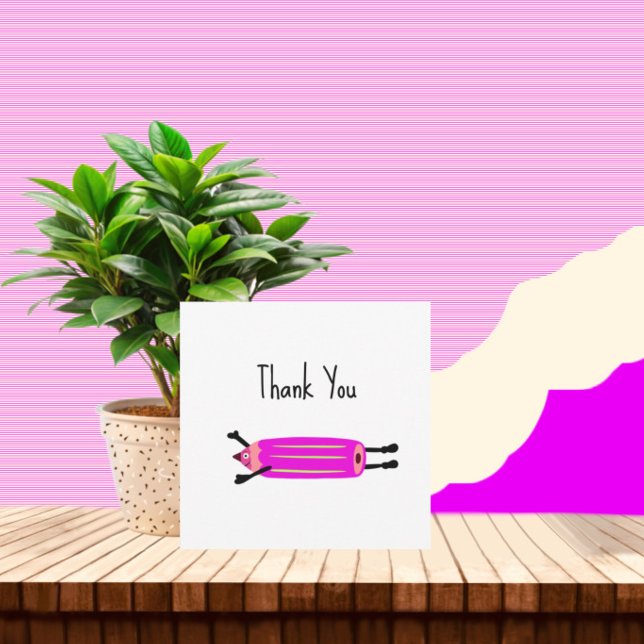 Funny flying pencil thank you card (Creator Uploaded)