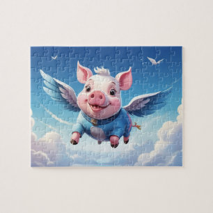 Funny Flying Pig Jigsaw Puzzle