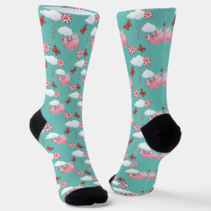 Funny Flying Pig Pattern Socks