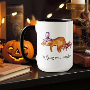 Funny Flying Sloth Witch Combo Mug, 15 oz Mug