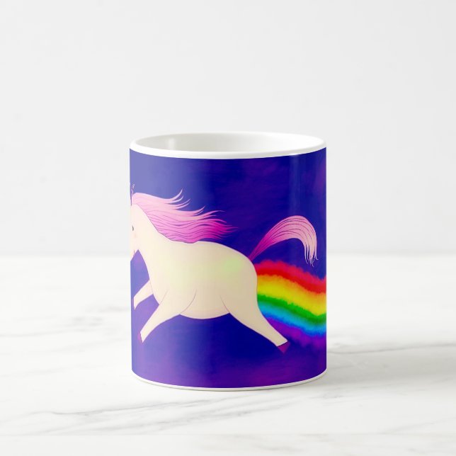 Funny Flying Unicorn Farting a Rainbow Coffee Mug (Center)