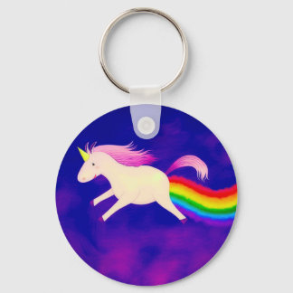 Funny Flying Unicorn Farting a Rainbow Key Ring