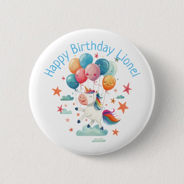 Funny Flying Unicorn Rainbow Colours 1st Birthday 6 Cm Round Badge (Front)