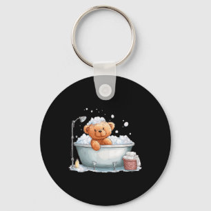 Funny Foam Teddy Bear in Bathtube Costume Key Ring