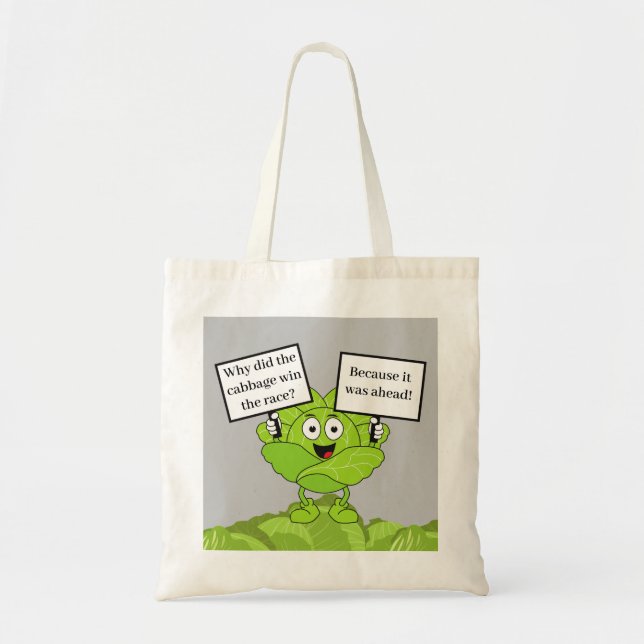 Funny Food Cabbage Joke Tote Bag (Front)