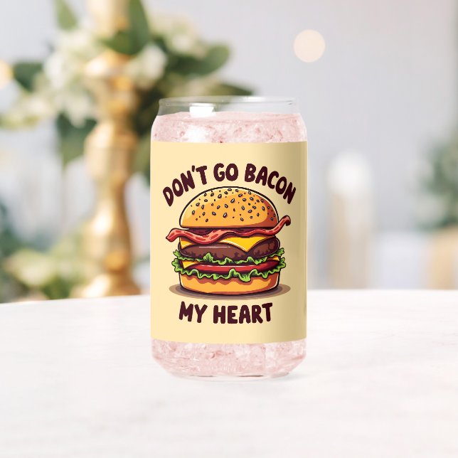 Funny Food Pun Bacon Lover Cheeseburger Design Can Glass (Insitu (Wedding))