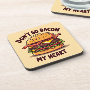 Funny Food Pun Bacon Lover Cheeseburger Design Coaster