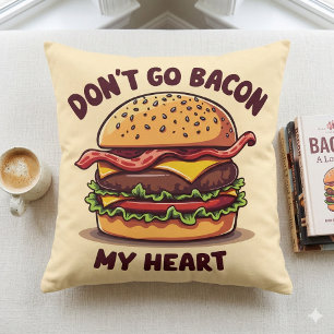 Funny Food Pun Bacon Lover Cheeseburger Design Cushion
