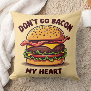 Funny Food Pun Bacon Lover Cheeseburger Design Cushion