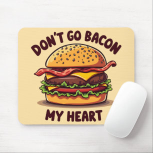 Funny Food Pun Bacon Lover Cheeseburger Design Mouse Mat