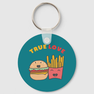Funny Food Puns True Love Like Burger and Fries Key Ring