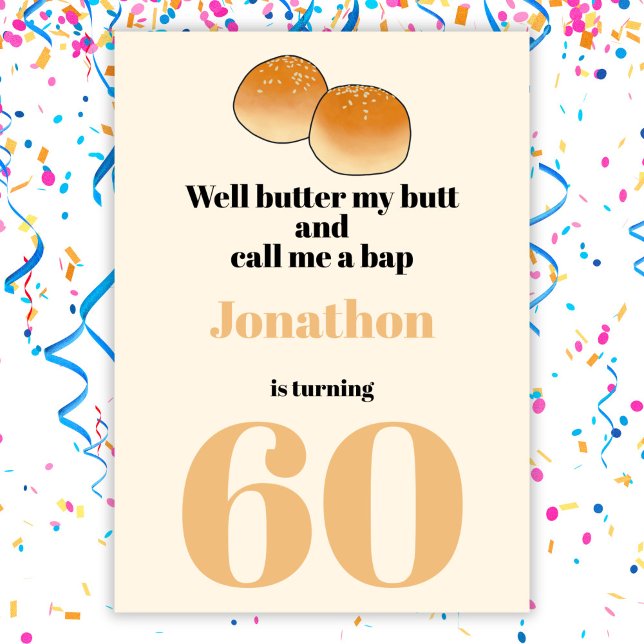 Funny food quote 60th birthday party invitation (Creator Uploaded)
