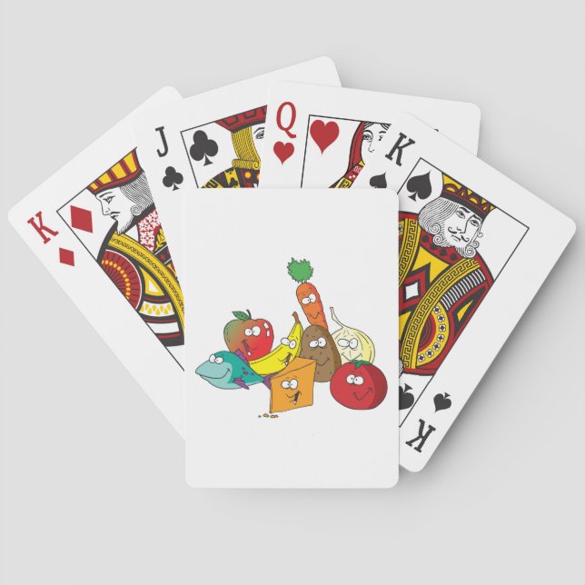 Funny Food With Faces Playing Cards (Back)