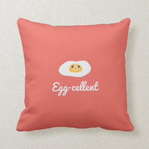 Funny Foodie Cute Egg Eggcellent Humourous Food Pu Cushion