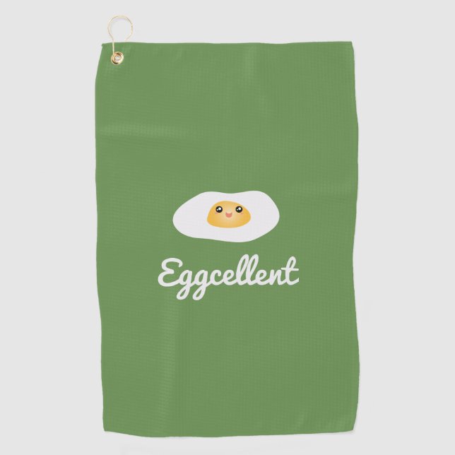 Funny Foodie Cute Egg Eggcellent Humourous Food Pu Golf Towel (Front)