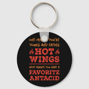 Funny Foodie Quote Hot Wings Bbq Buffalo Chicken Key Ring