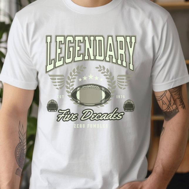Funny Football 50 birthday 5 decades Zero Fumbles T-Shirt (Creator Uploaded)