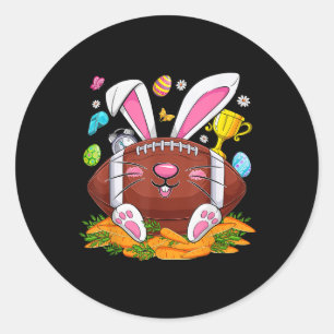 Funny Football & Bunny Face Eggs Happy Easter Classic Round Sticker