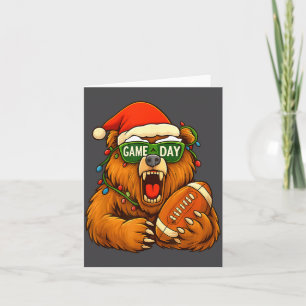 Funny Football Bear Christmas Game Day Shirt Vinta Card