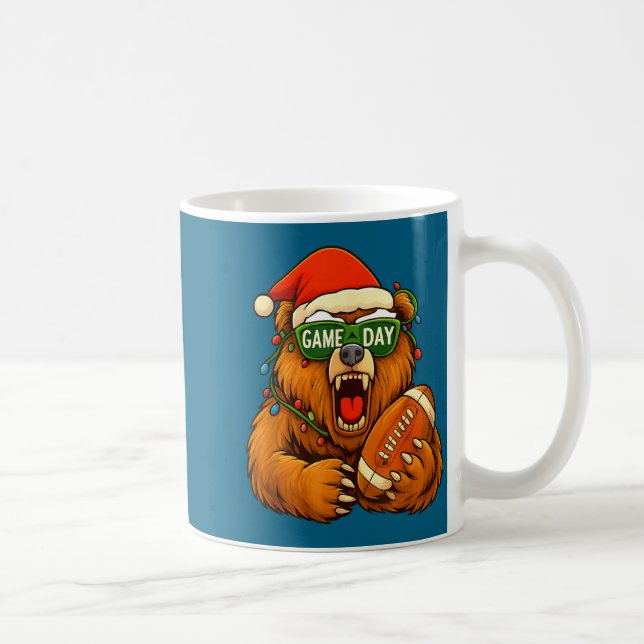 Funny Football Bear Christmas Game Day Shirt Vinta Coffee Mug (Right)