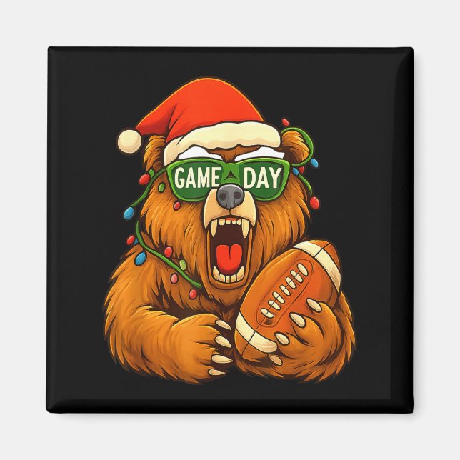 Funny Football Bear Christmas Game Day Shirt Vinta Magnet (Front)