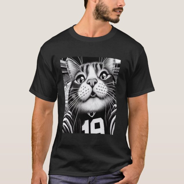 Funny Football Cat Selfie Game Day Cats Selfies T-Shirt (Front)