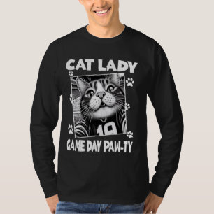 Funny Football Cat Selfie Pun Cat Lady Game Day Pa T-Shirt