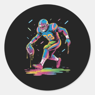 Funny Football Drip Boy Kid Youth Tie Dye Dripng F Classic Round Sticker