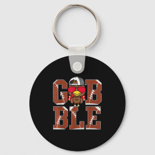 Funny Football Gobble Turkey Thanksgiving Boys Kid Key Ring