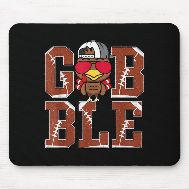 Funny Football Gobble Turkey Thanksgiving Boys Kid Mouse Mat (Front)