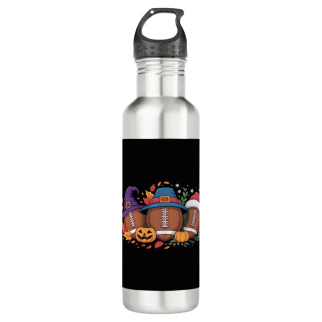 Funny Football Halloween Thanksgiving Xmas Spooky  710 Ml Water Bottle (Front)