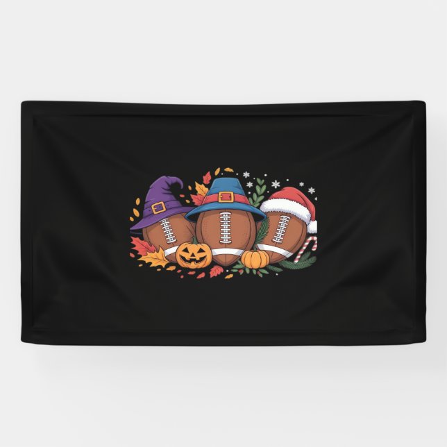 Funny Football Halloween Thanksgiving Xmas Spooky  Banner (Horizontal)