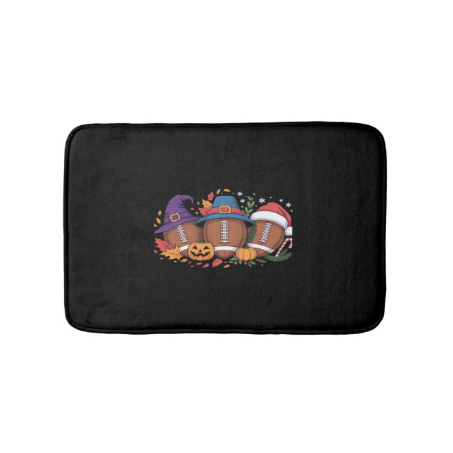 Funny Football Halloween Thanksgiving Xmas Spooky  Bath Mat (Front)